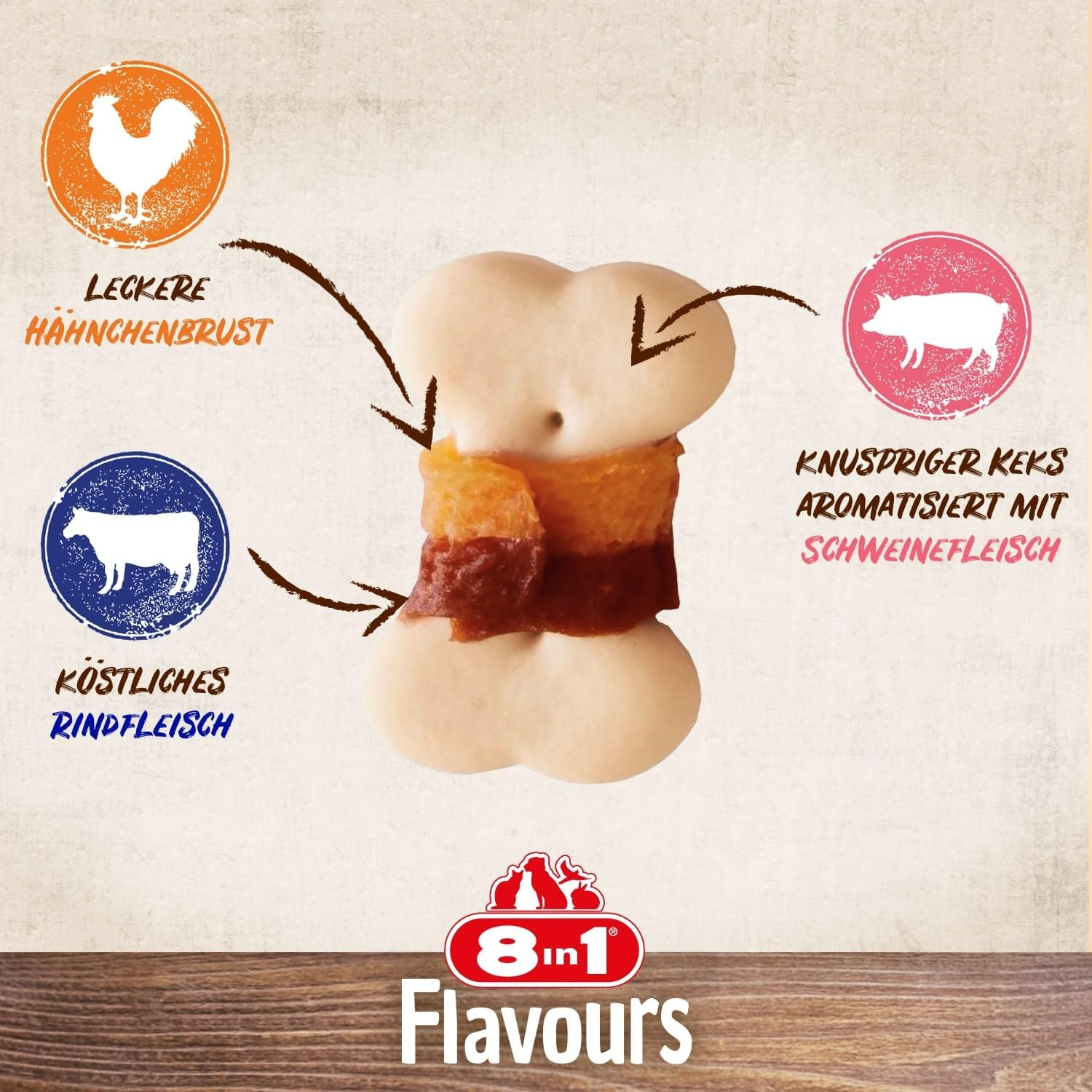 8in1 Flavours Meaty Biscuit 100mg 32 XL