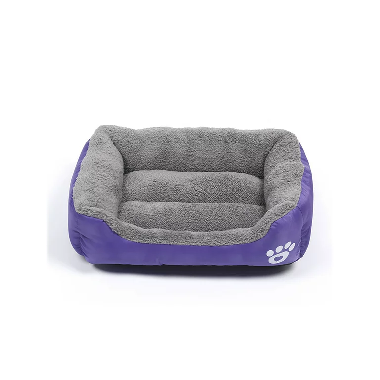 Grizzly Square Dog Bed Purple Large - 66 x 50cm