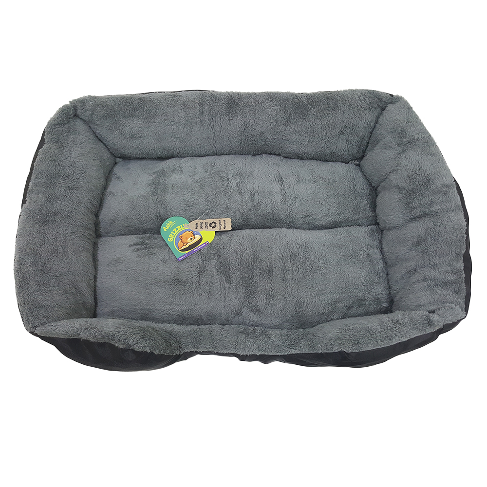 Grizzly Square Dog Bed Black Extra Large - 80 x 60cm