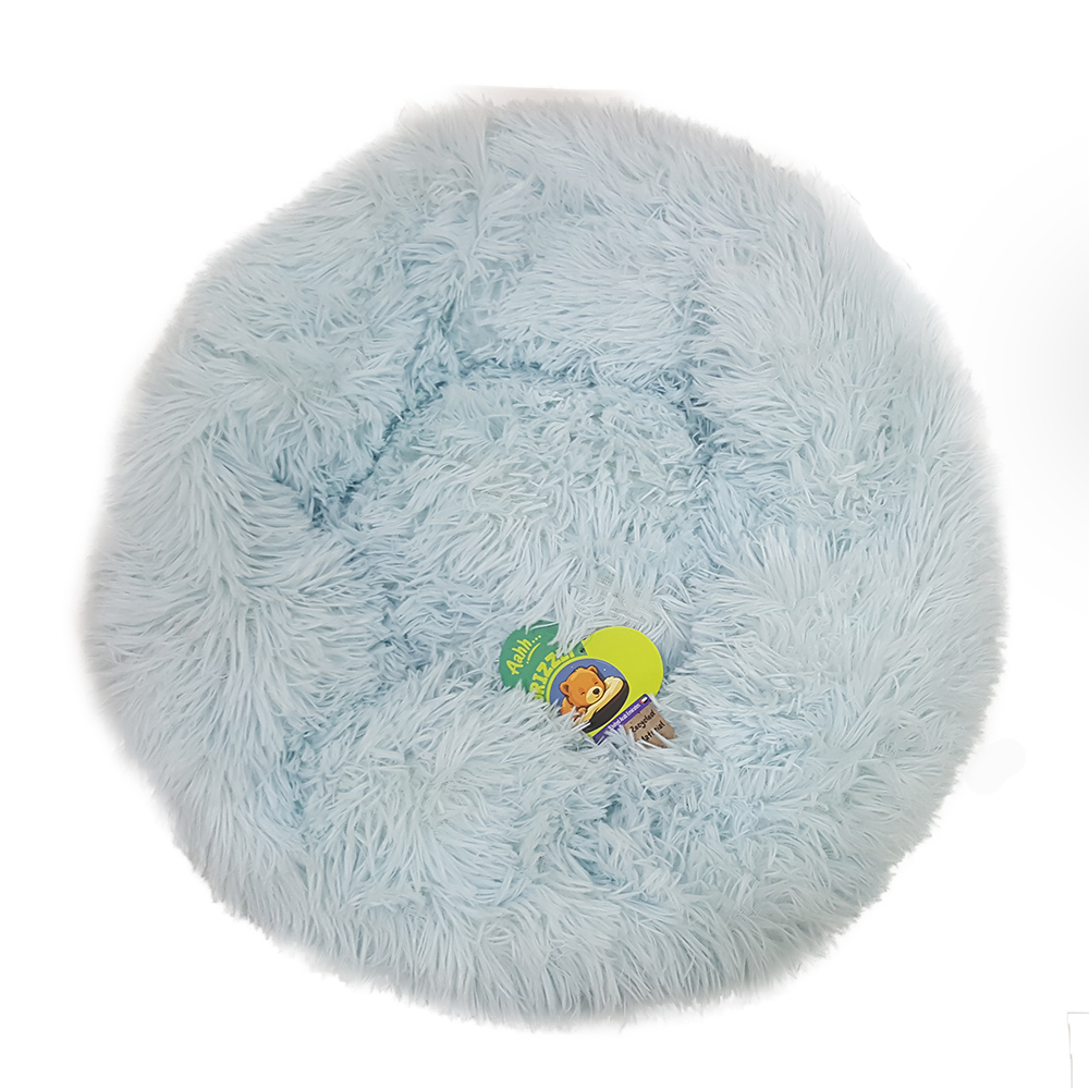 Grizzly Velor Plush Round Bed Sky Blue Large - 71 x 20cm