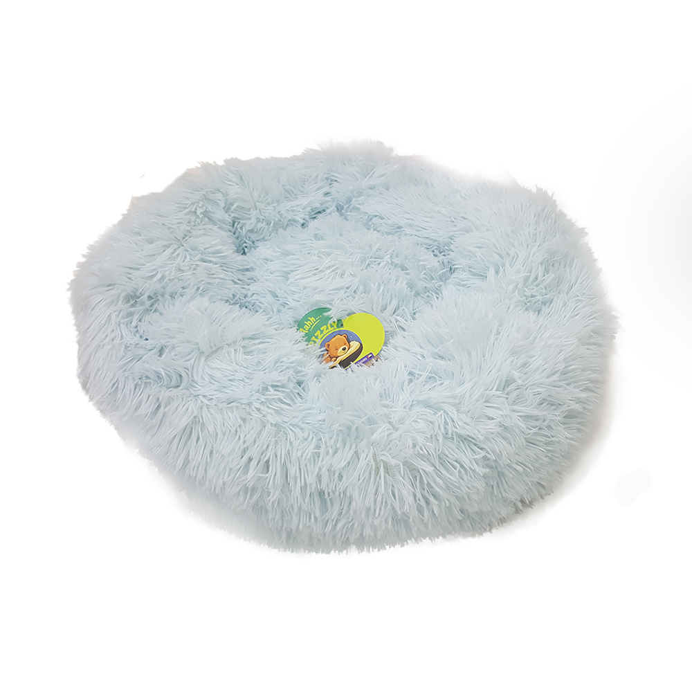Grizzly Velor Plush Round Bed Sky Blue Small - 50 x 15cm