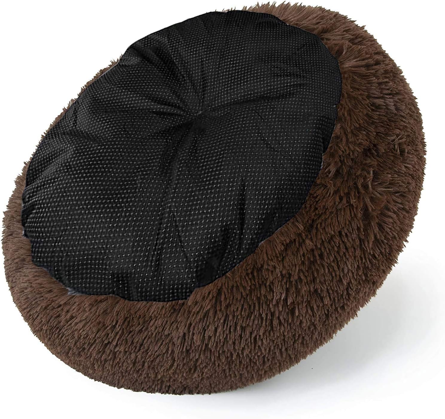 Grizzly Velor Plush Round Bed Dark Brown Large - 71 x 20cm