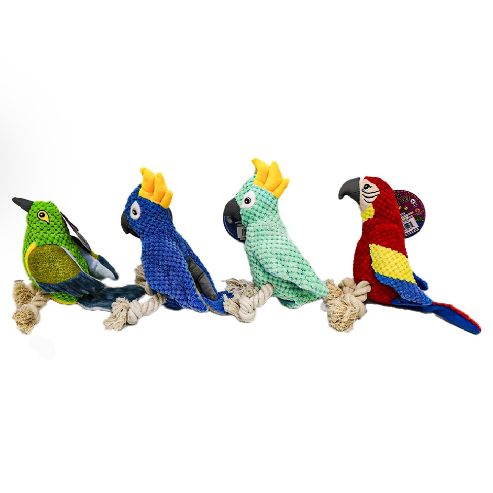 Plush Pet Bird Dog Toy - Multicolor and Design - 1pc