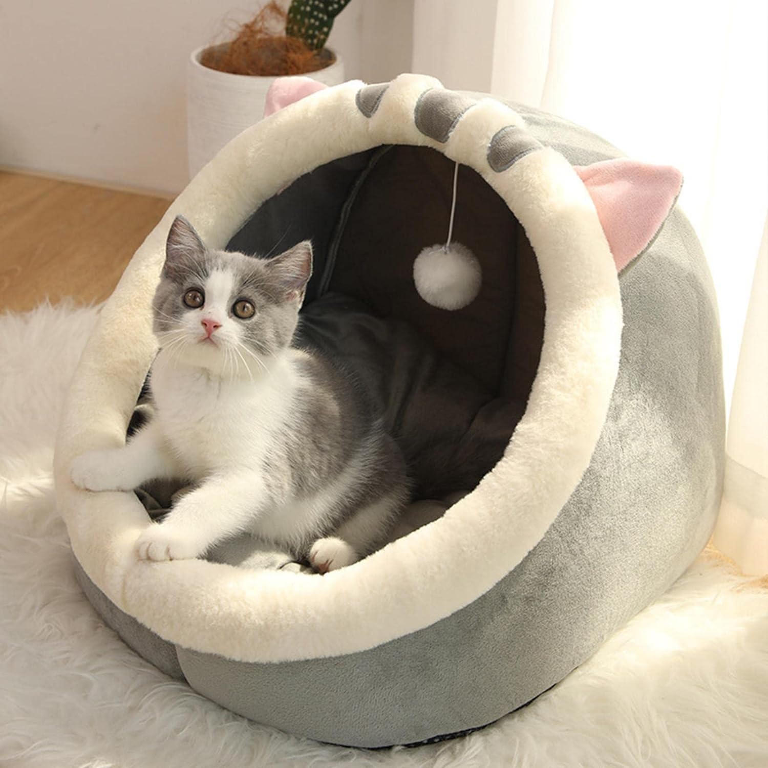 Grizzly Cat Capsule Dark Bed Grey - Small 30 x 30 x 28cm