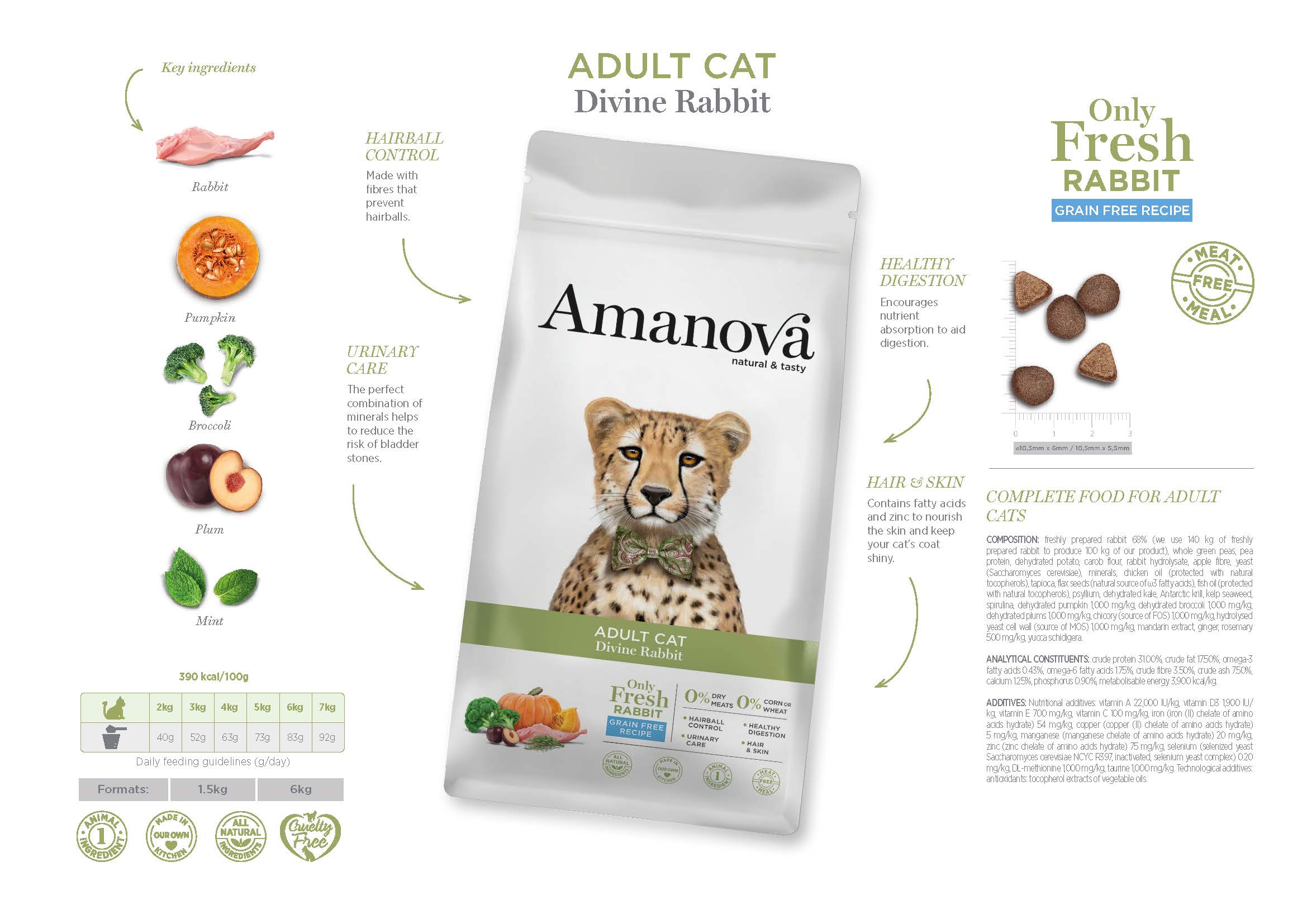 Amanova Grain Free Adult Cat Divine Rabbit  6kg