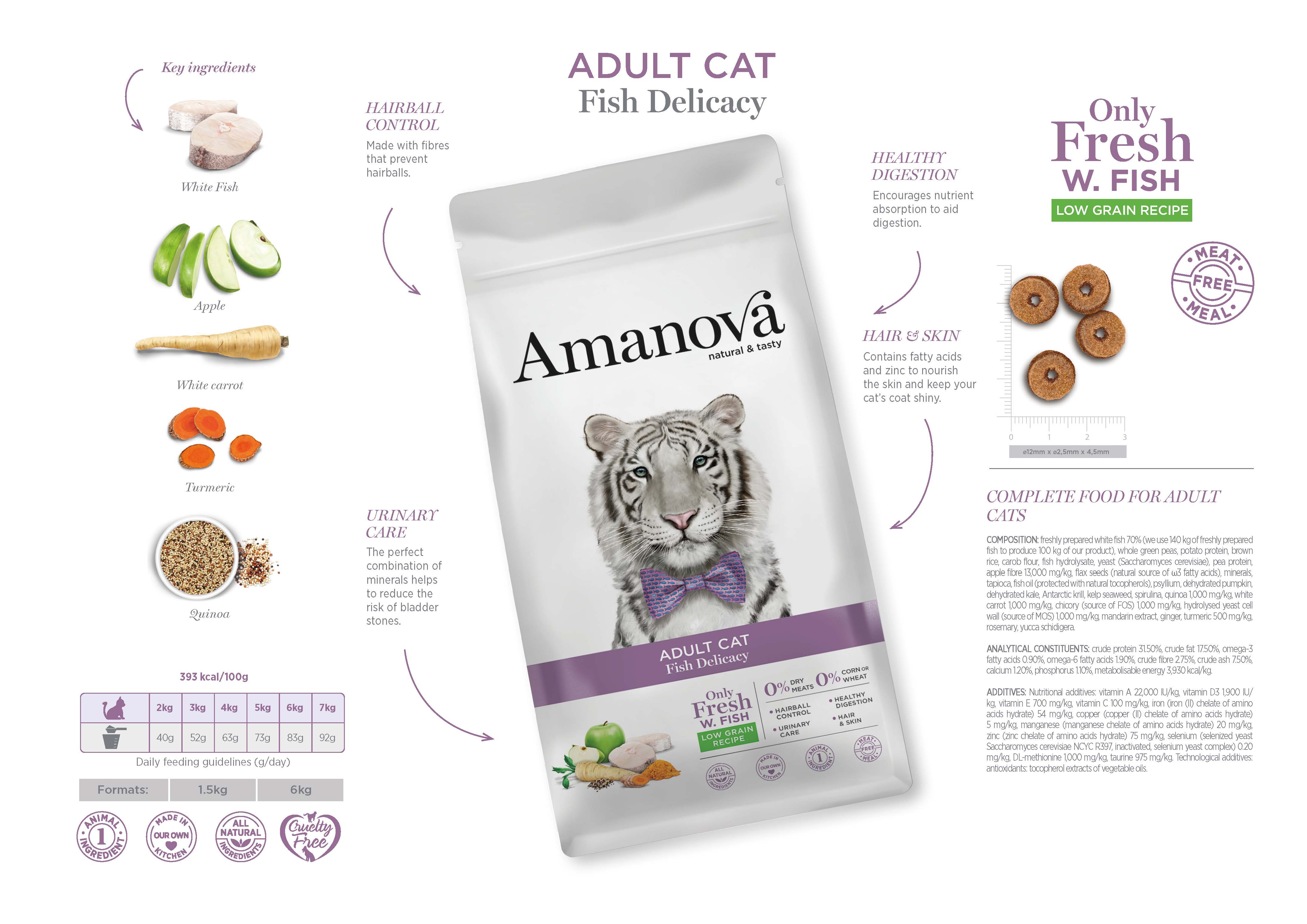 Amanova Dry Adult Cat Fish Delicacy White fish - 1.5kg