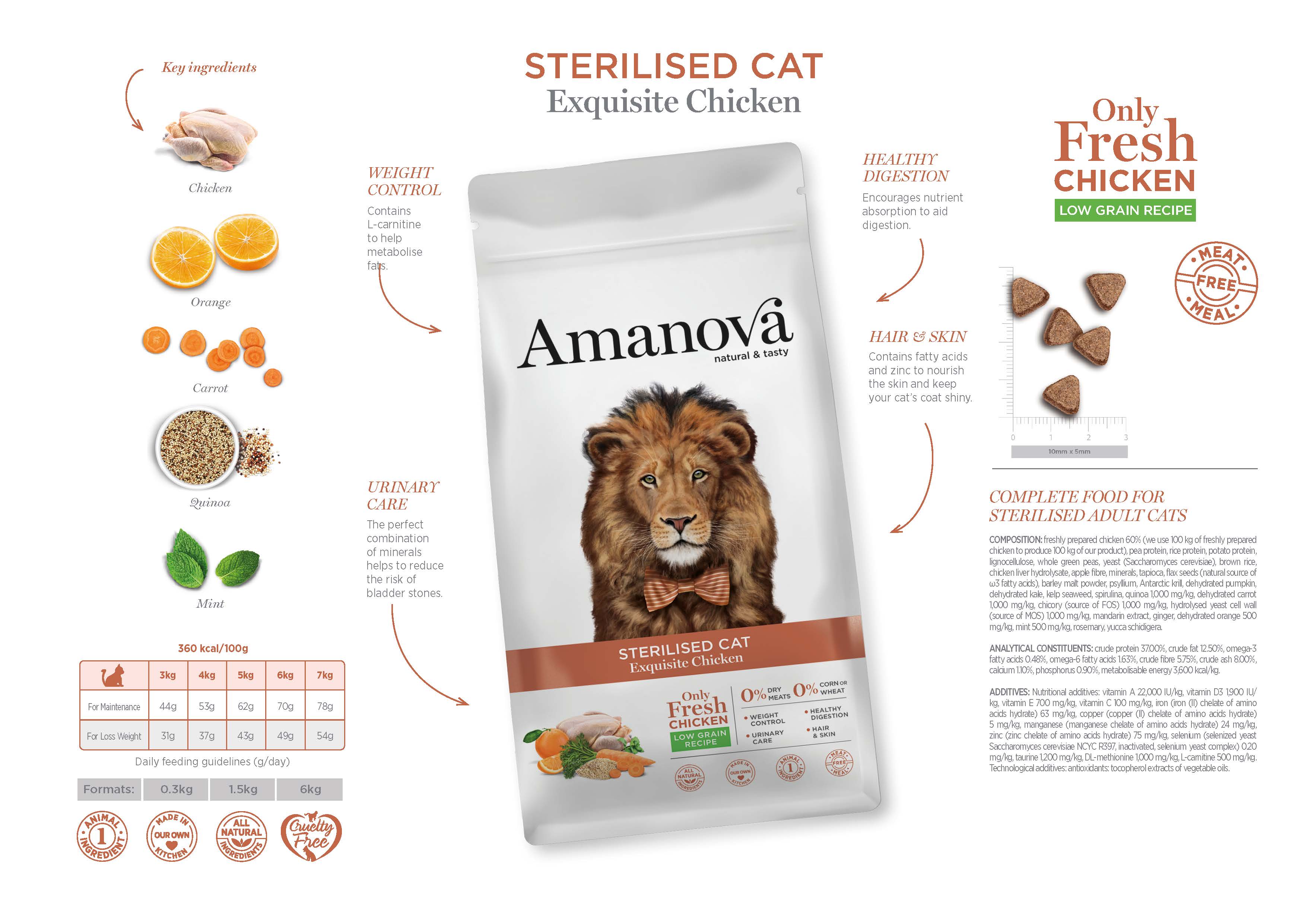 Amanova Dry Sterilized Cat Exquisite Chicken - 300g