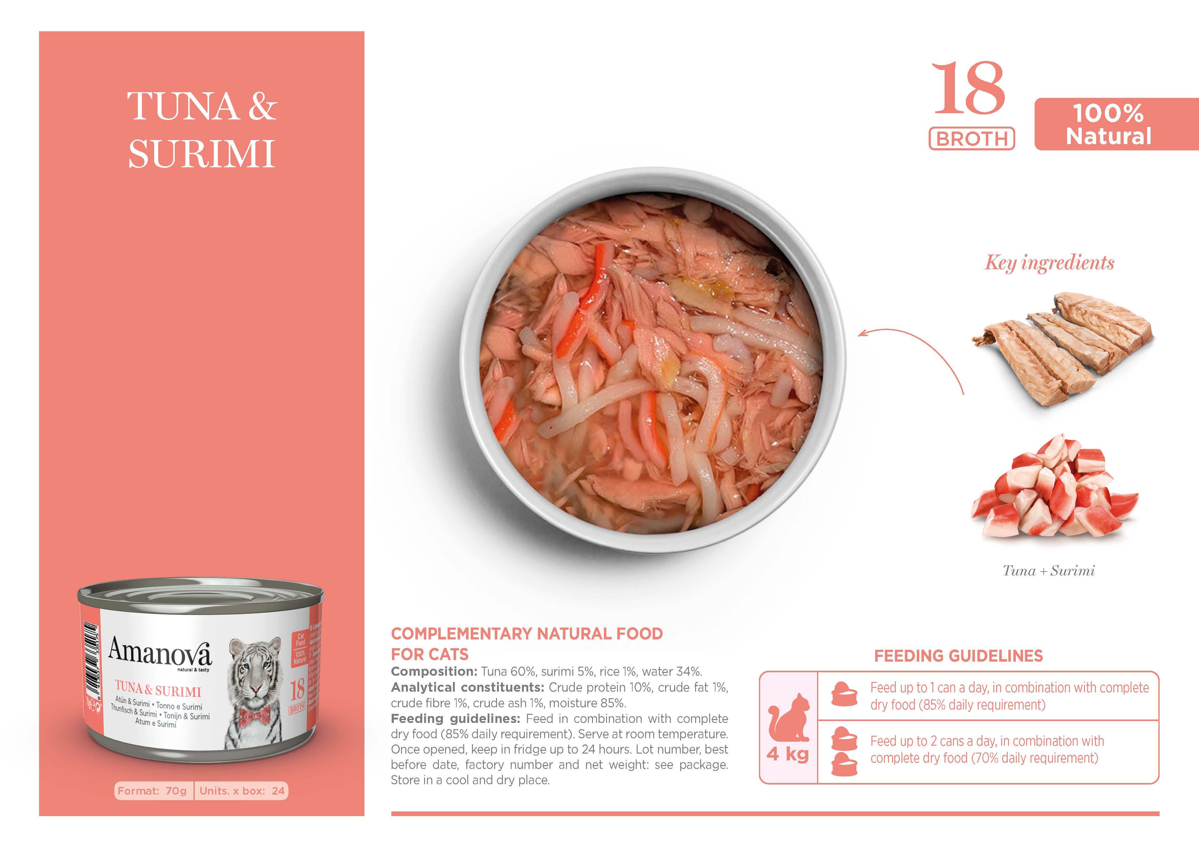 Amanova Canned Cat Tuna & Surimi Broth - 70g