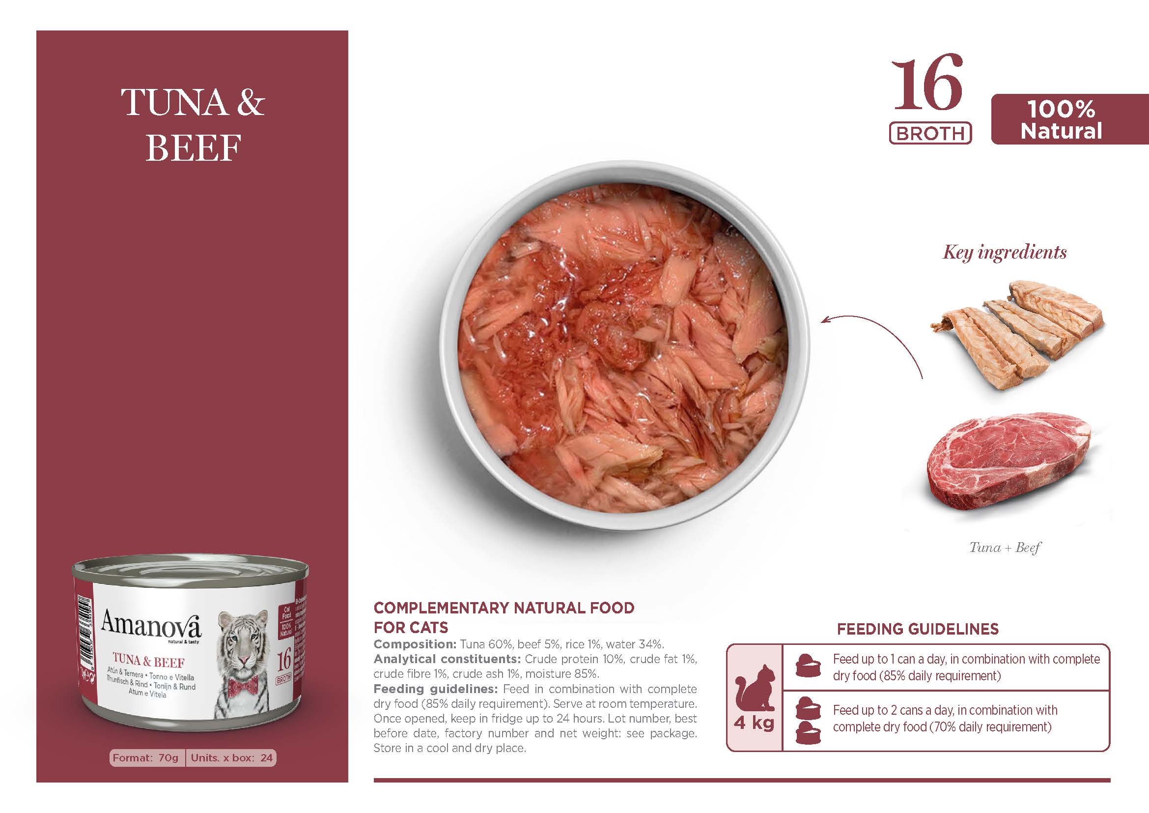 Amanova Canned Cat Tuna & Beef Broth - 70g
