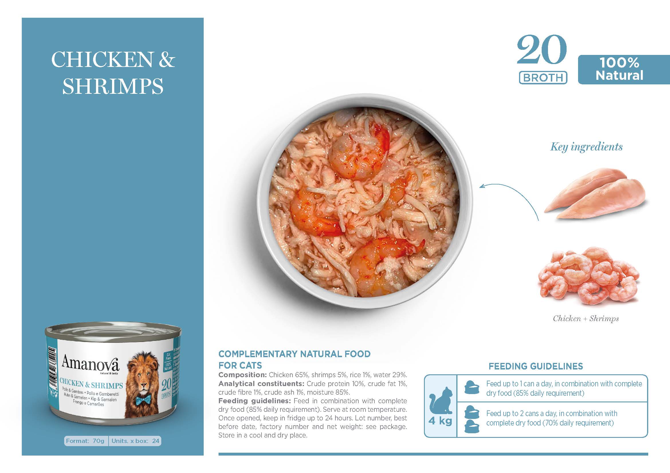 Amanova Canned Cat Chicken & Shrimps Broth - 70g