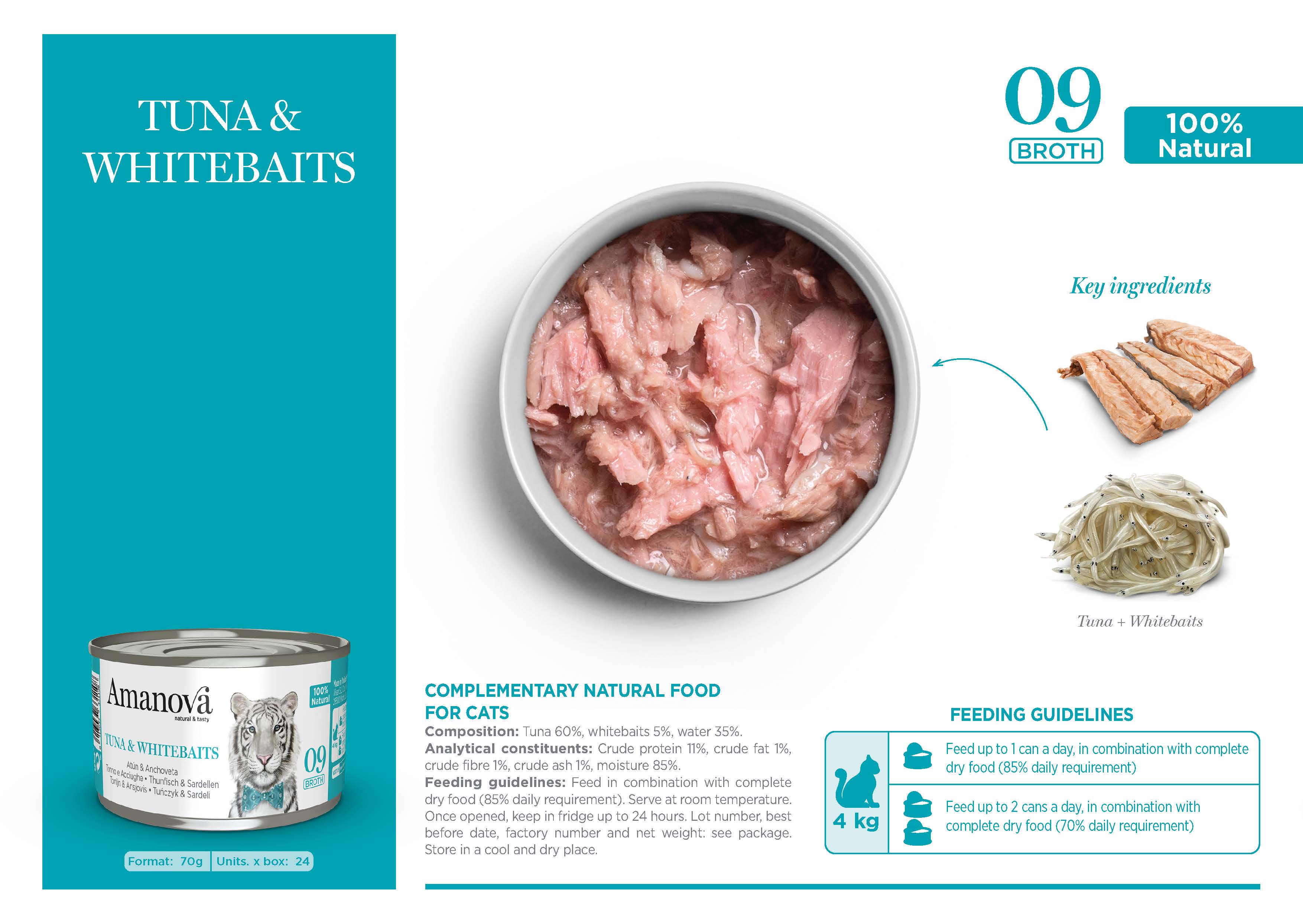 Amanova Canned Cat Tuna Whitebaits Broth - 70g