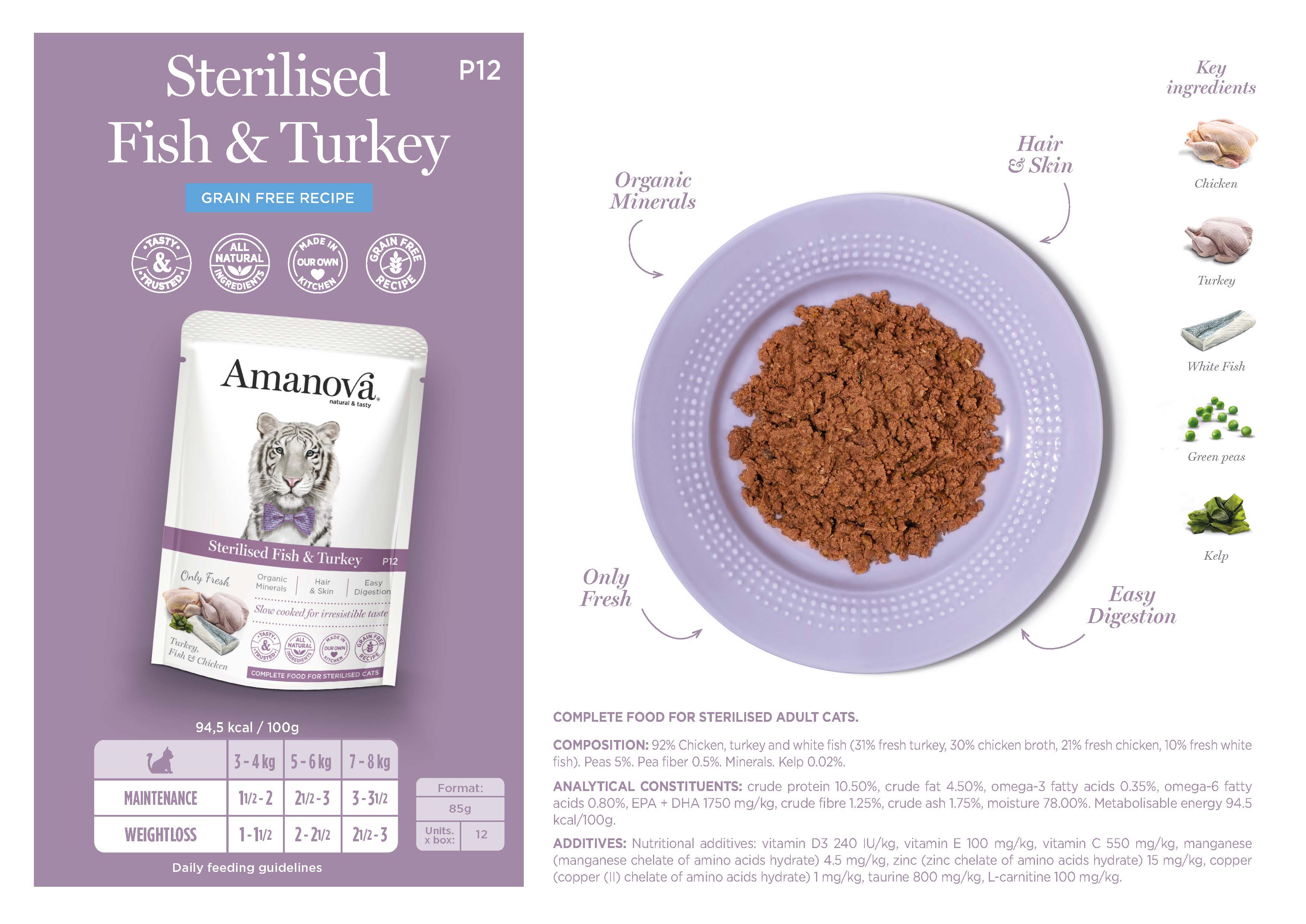 Amanova Grain Free Cat Sterilised Fish & Turkey 85g