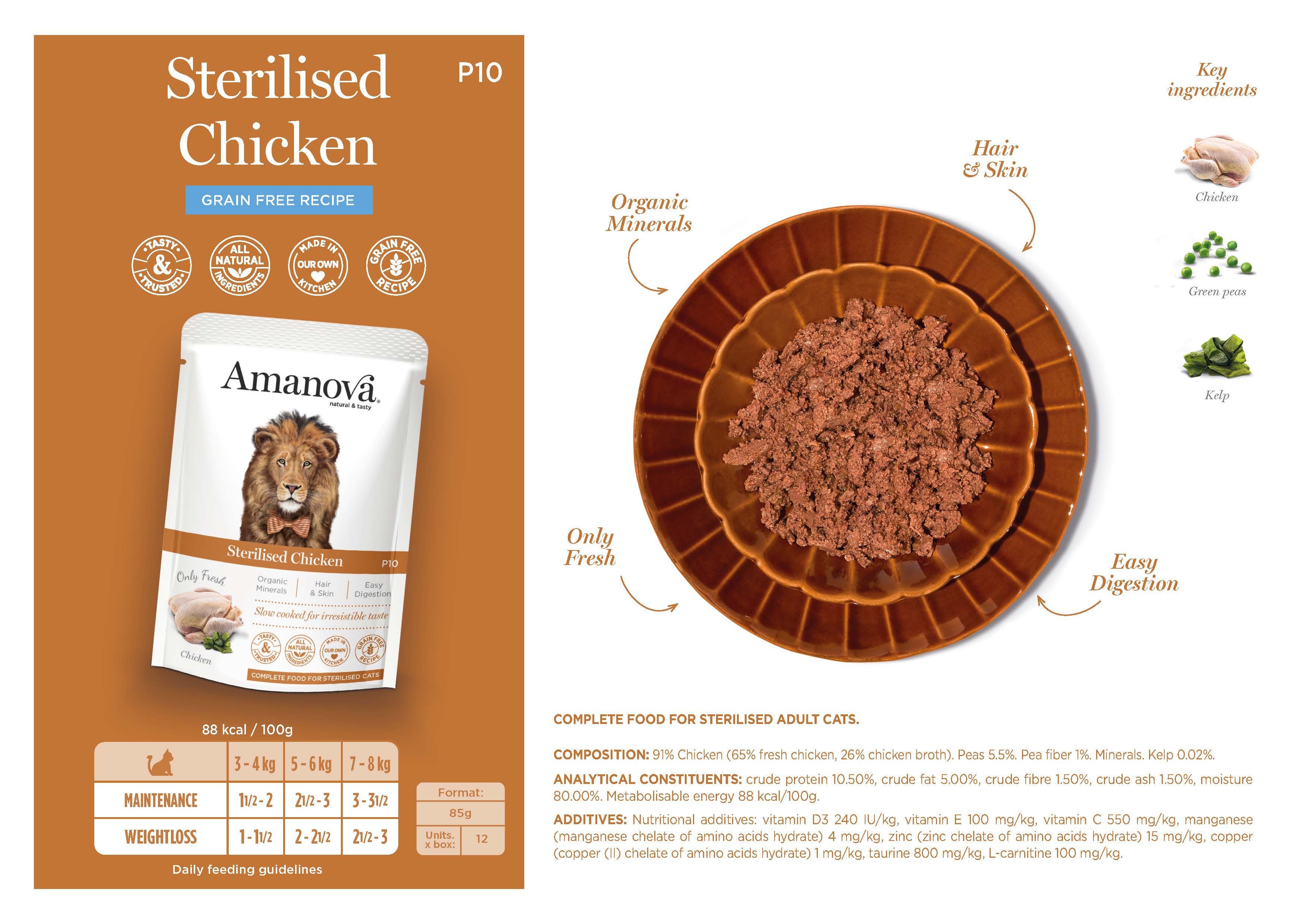 Amanova Wet Cat Sterilised Chicken - 85g