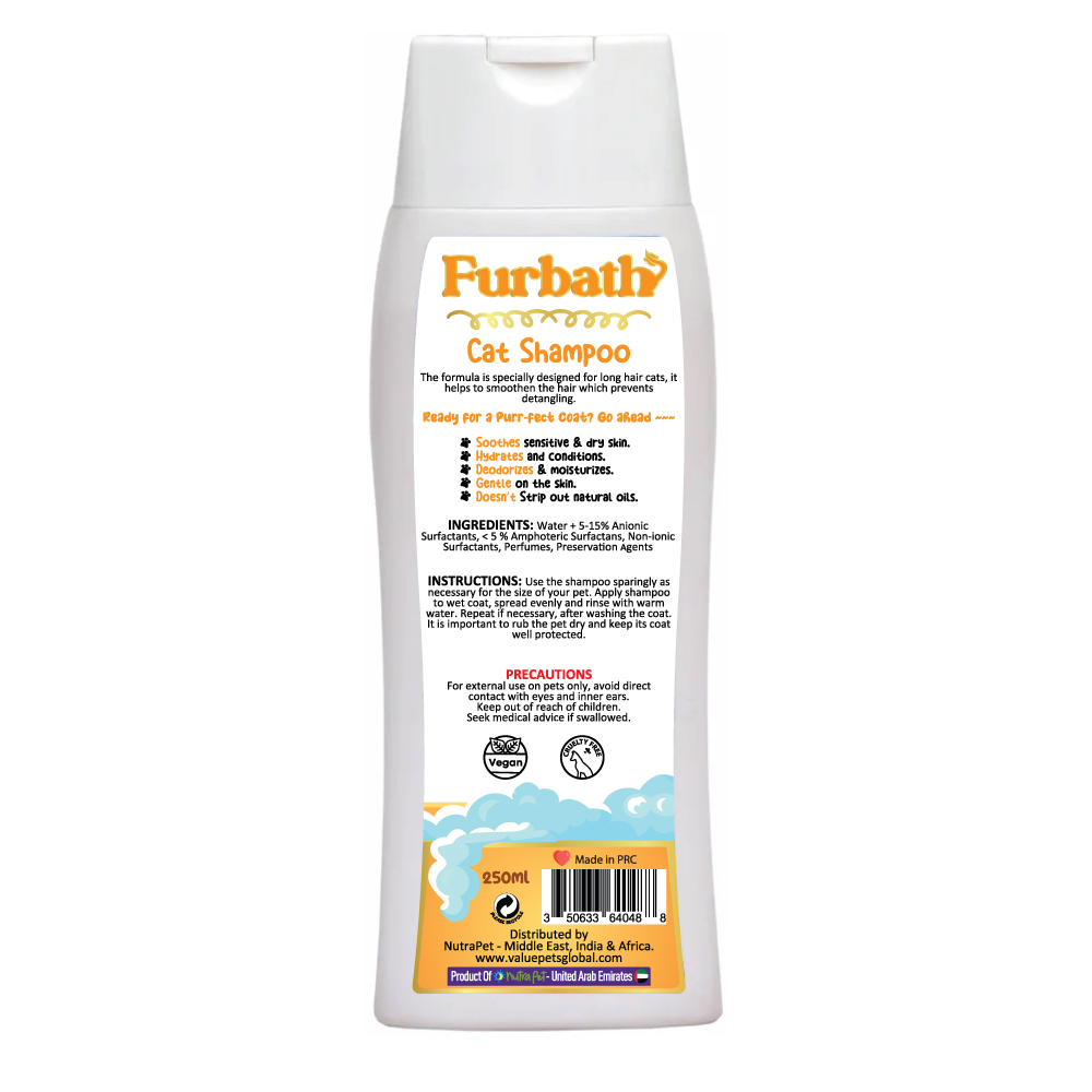 Furbath Long Hair Shampoo for Cats for long and Bouncy Hairs - 250ml