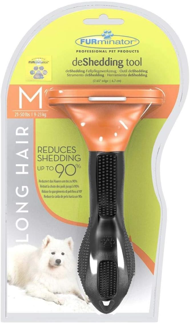FURminator Long Hair Deshedding Tool for Medium Dogs