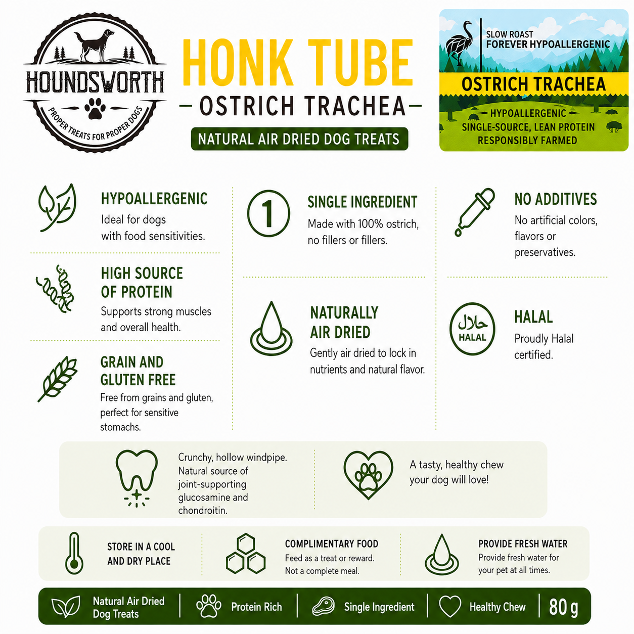 Houndsworth Ostrich Trachea – Hypoallergenic Natural Chew