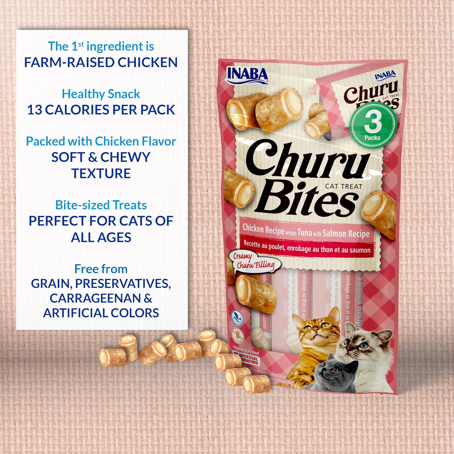 INABA CHURU chicken recipe Bites chicken recipe 30g /3 pouches per pack
