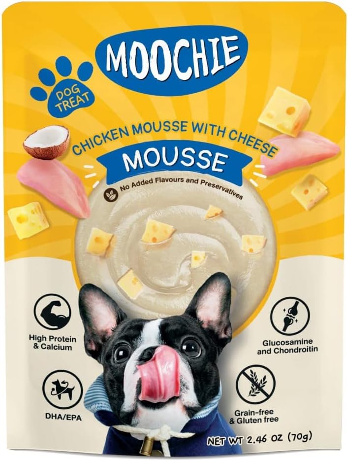 Moochie Dog Mousse - Chicken with Cheese Pouch 70g Pack of 12