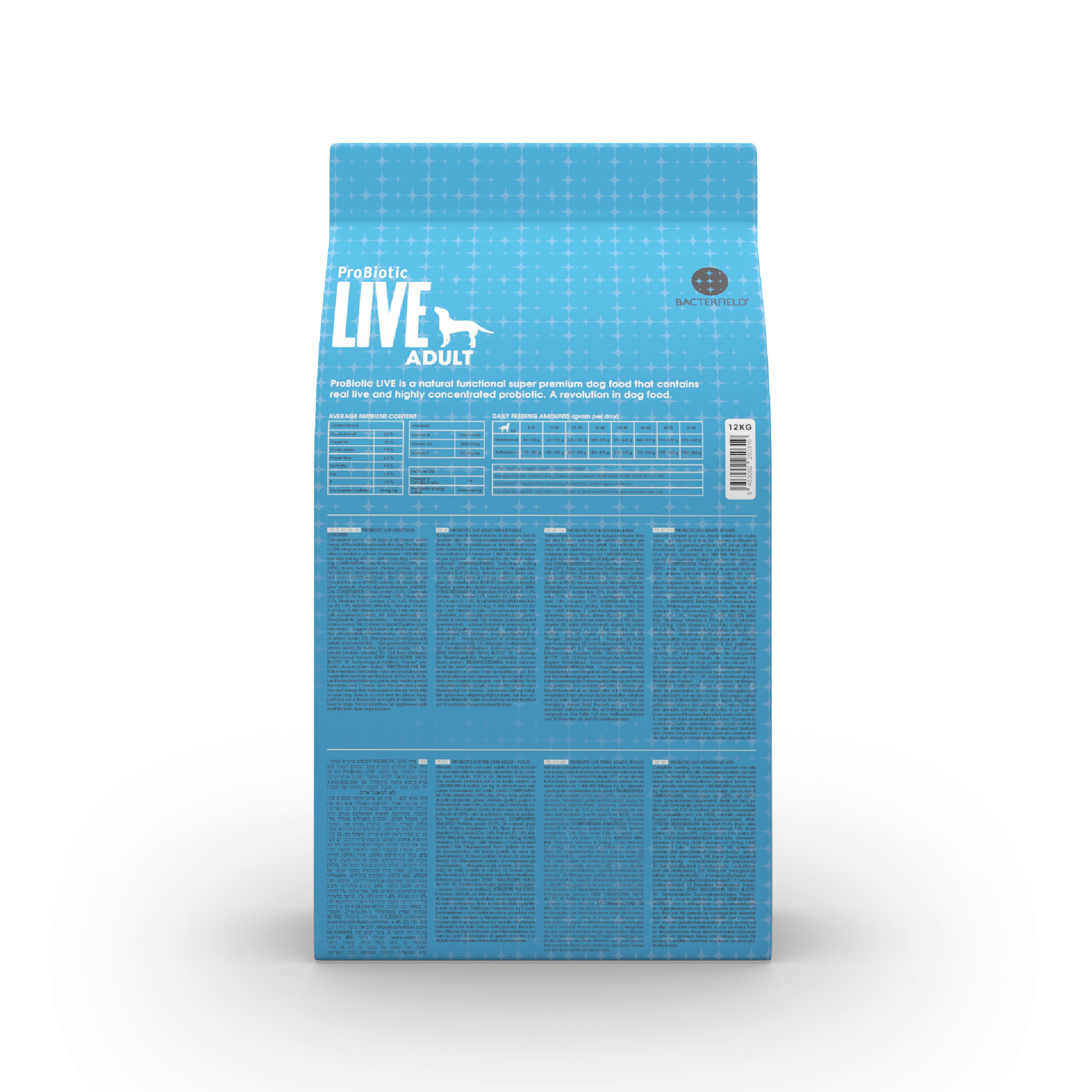 Probiotic live dry food adult chicken - 12kg