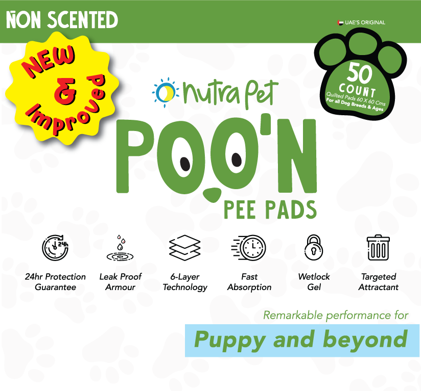 Nutrapet Poo N Pee Pads Original - Fast Absorption With Floor Mat Stickers (60x60cms) - 50 Count