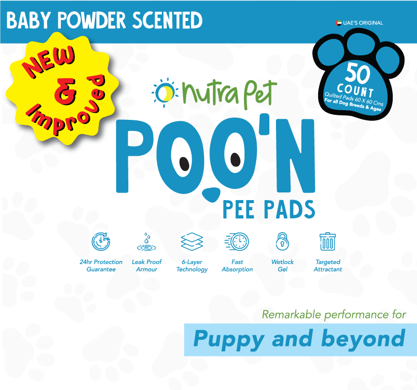 Nutrapet Poo N Pee Pads Baby Powder Scented - Fast Absorption With Floor Mat Stickers (60x60cms) - 50 Count