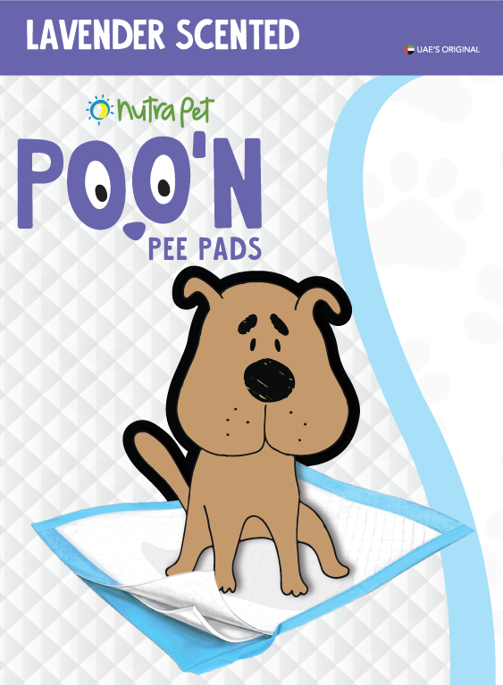 Nutrapet Poo N Pee Pads Lavender Scented - Puppy Pads Fast Absorption With Floor Mat Stickers (60x60cms) - 50 Count