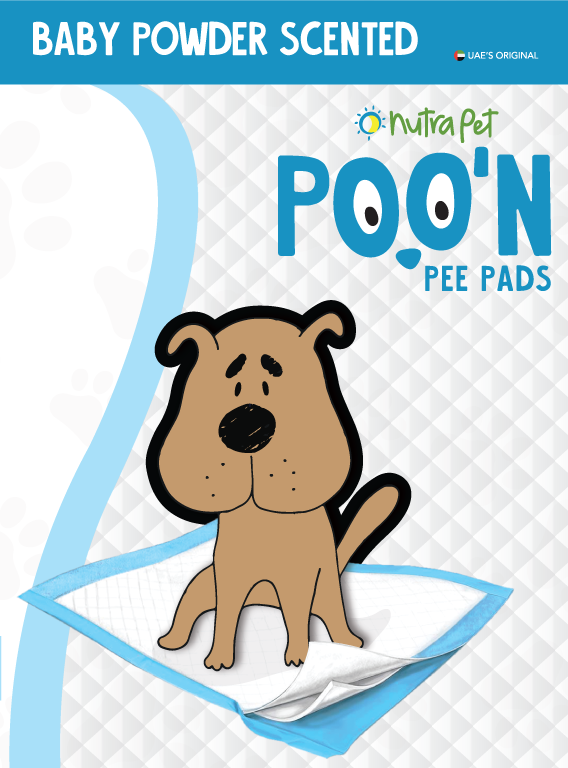 Nutrapet Poo N Pee Pads Baby Powder Scented -Puppy Pads Fast Absorption With Floor Mat Stickers (60x60cms) - 50 Count