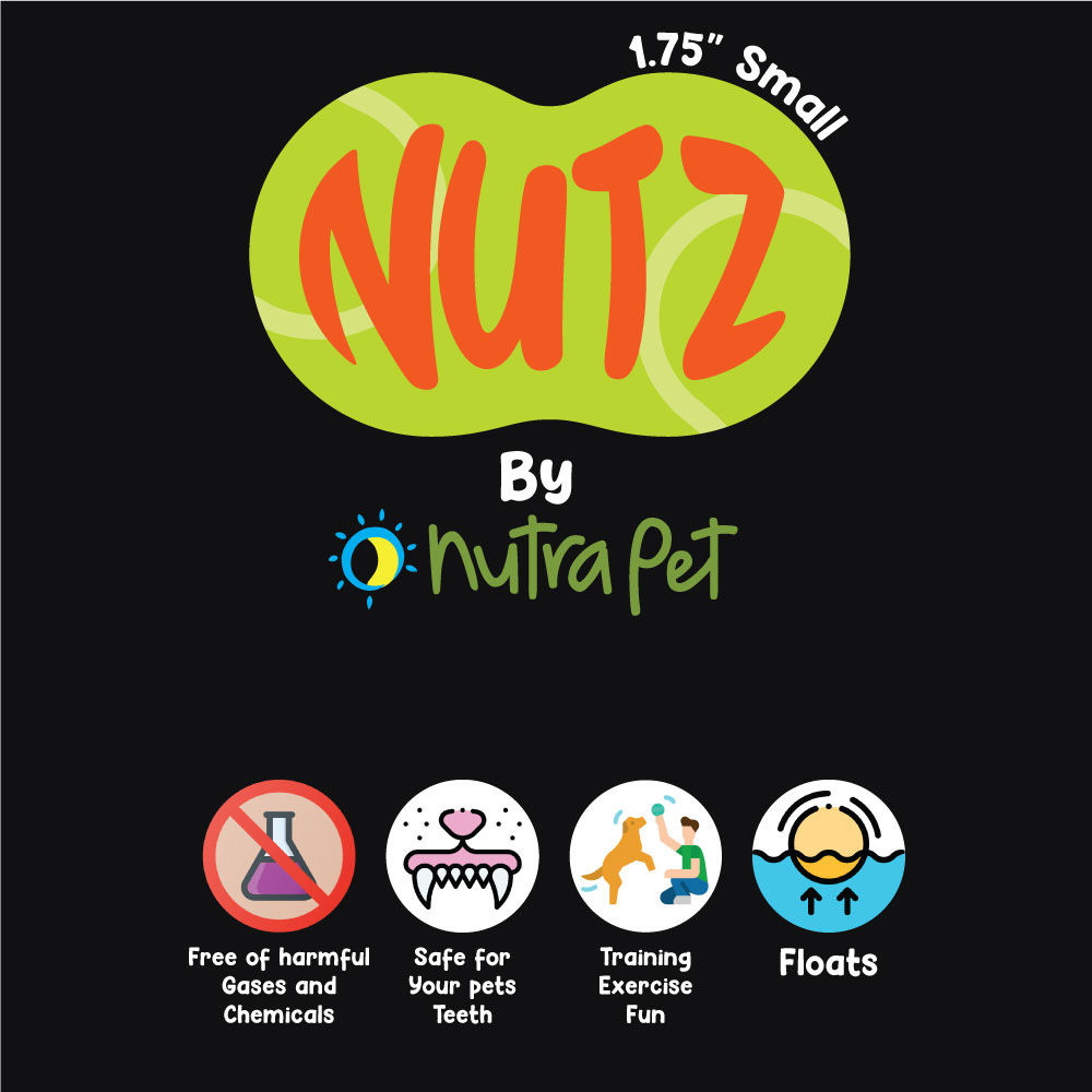 NutraPet Nutz Tennis Balls 2 Non Squeaker & 1 Squeaker - Small 1.75in