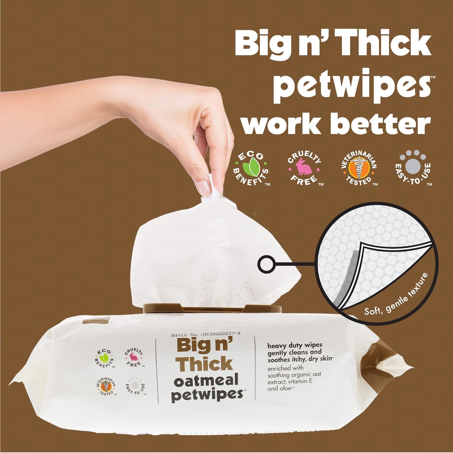 Petkin Big N' Thick Oatmeal Petwipes 100ct