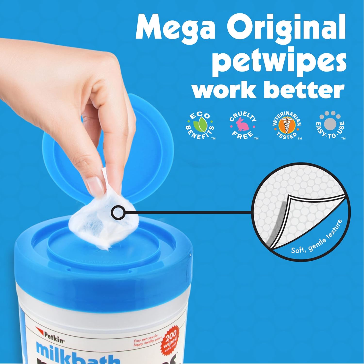 Petkin Extra Mega Valu Petwipes 200ct