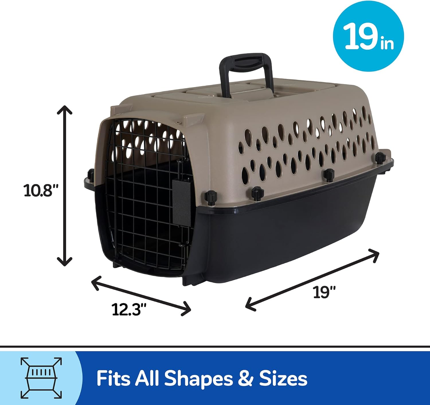 PETMATE VARI KENNEL 19" UP TO 10LBS ~ BLEACHED LINEN & BLACK (IATA APPROVED)