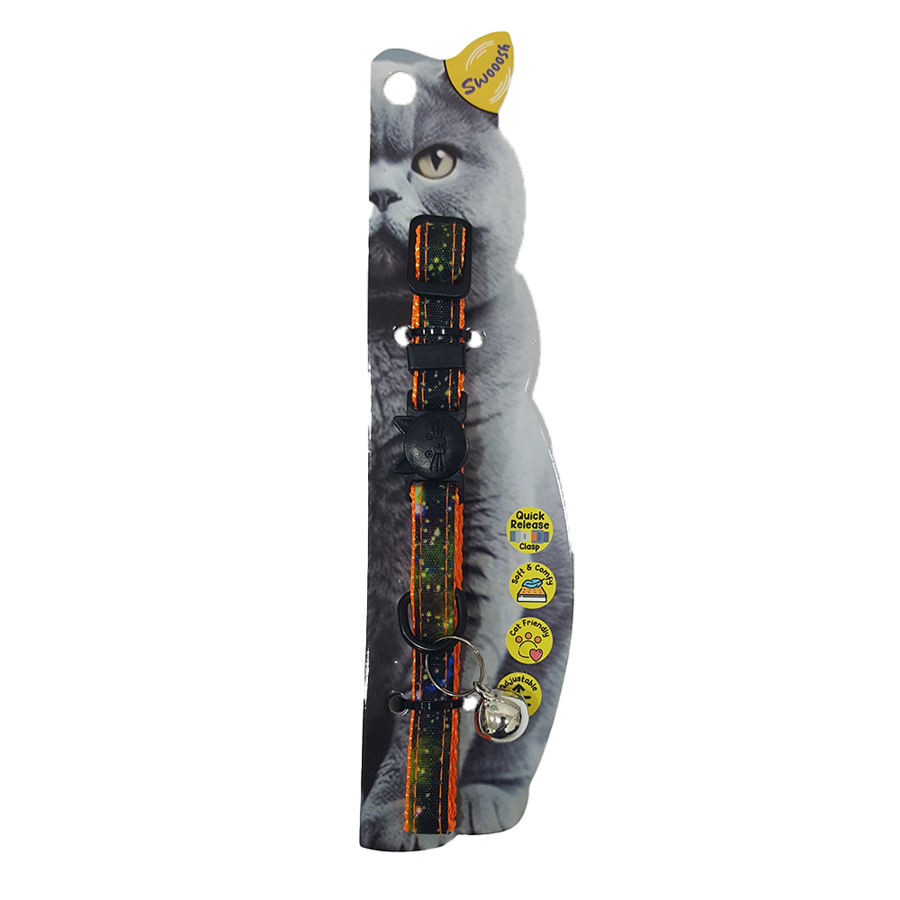 Swooosh Starry Skky Cat Safe Cat Collar - Orange