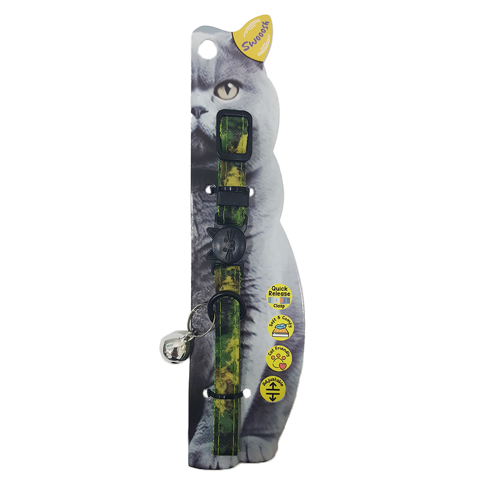 Swooosh Only Green Green Cat Safe Cat Collar - Army Green