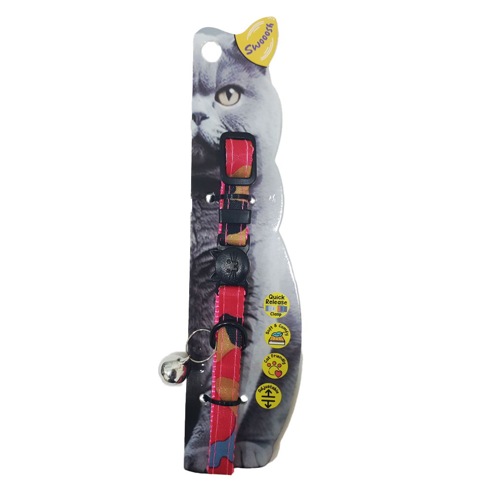 Swooosh Cat In Uniform Nylon Safe Collar - Pink