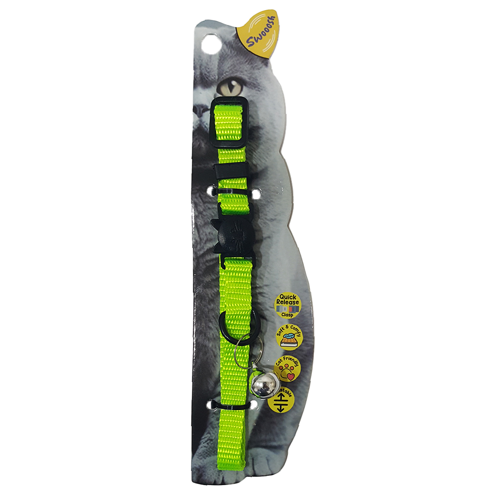 Swooosh Simple & Calm Nylon Pure Safe Cat Collar - Light Green