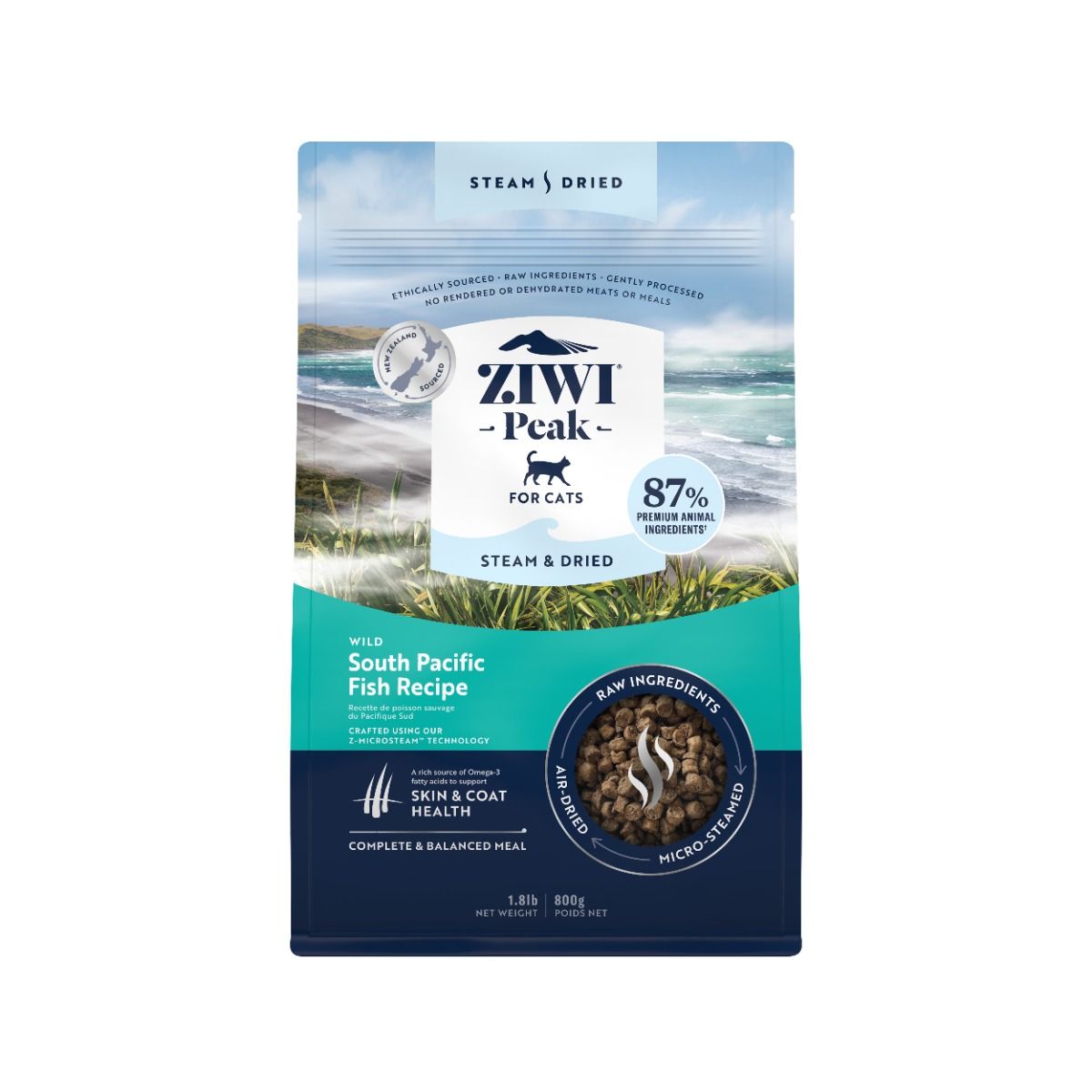 ZIWI Peak Steam & Dried Wild South Pacific Fish Recipe Dry Cat Food 800G