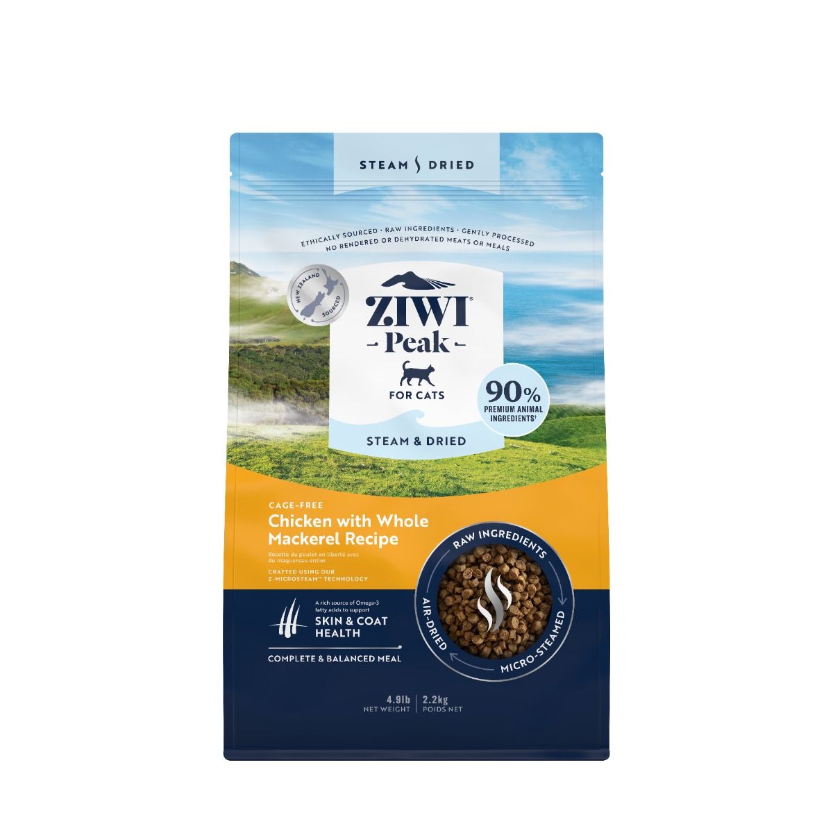 ZIWI Peak Steam & Dried Cage-Free Chicken with Whole Mackarel Recipe Dry Cat Food 2.2KG