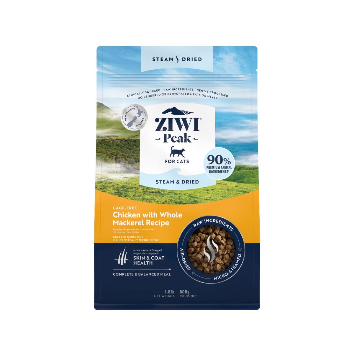 ZIWI Peak Steam & Dried Cage-Free Chicken with Whole Mackarel Recipe Dry Cat Food 800G