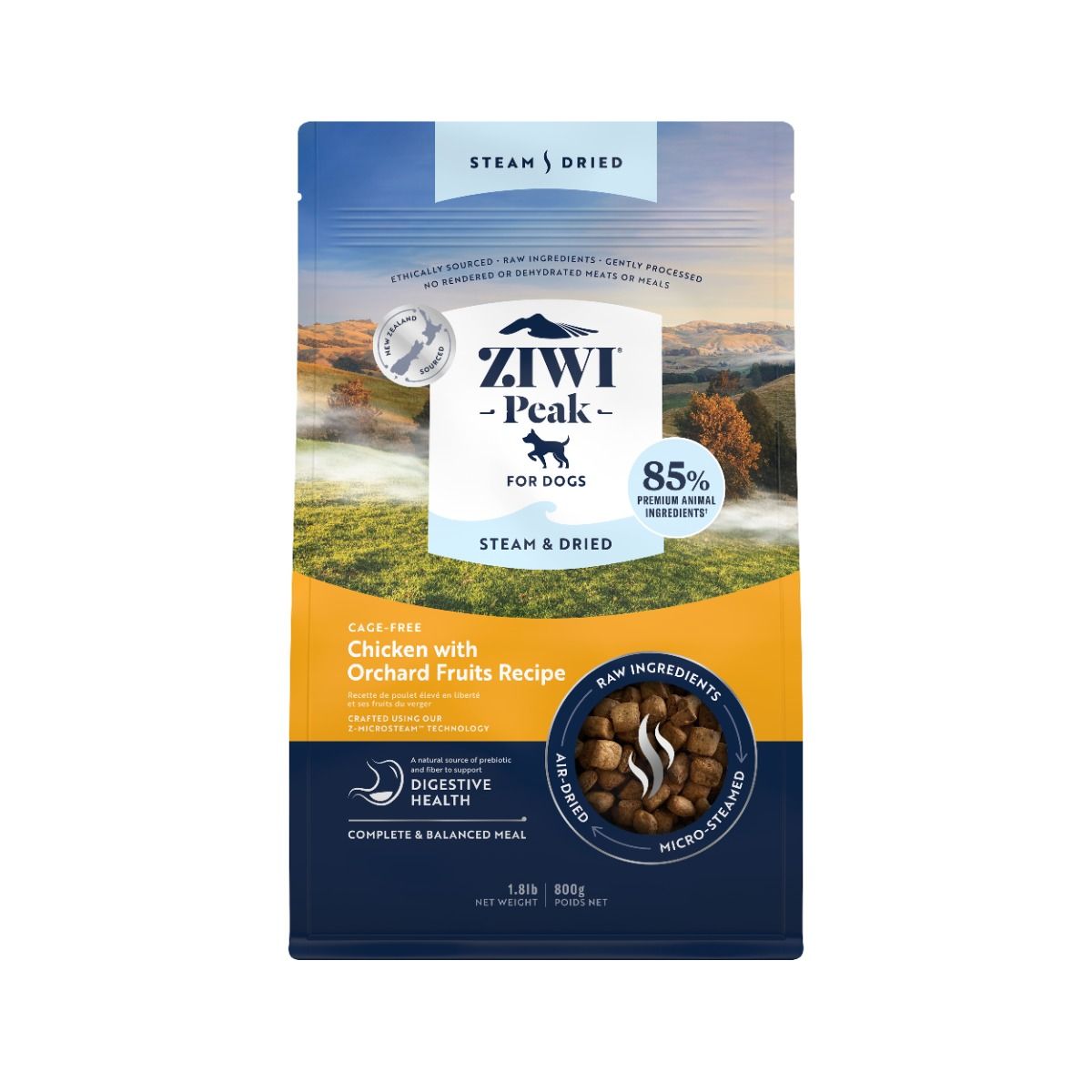 ZIWI Peak Steam & Dried Cage-Free Chicken with Orchard Fruits Recipe Dry Dog Food 800G