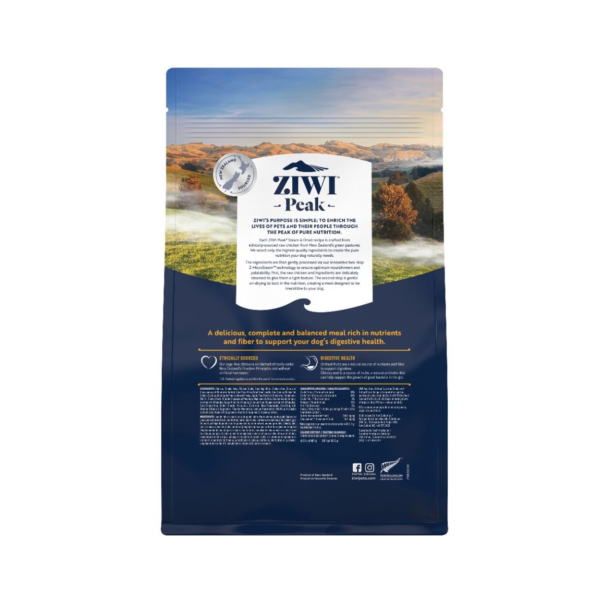 ZIWI Peak Steam & Dried Cage-Free Chicken with Orchard Fruits Recipe Dry Dog Food 800G