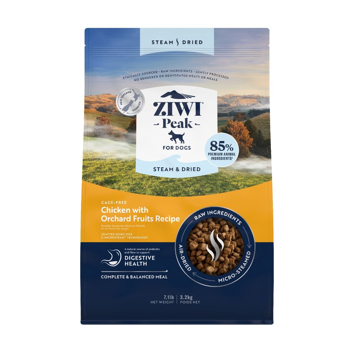 ZIWI Peak Steam & Dried Cage-Free Chicken with Orchard Fruits Recipe Dry Dog Food 3.2KG