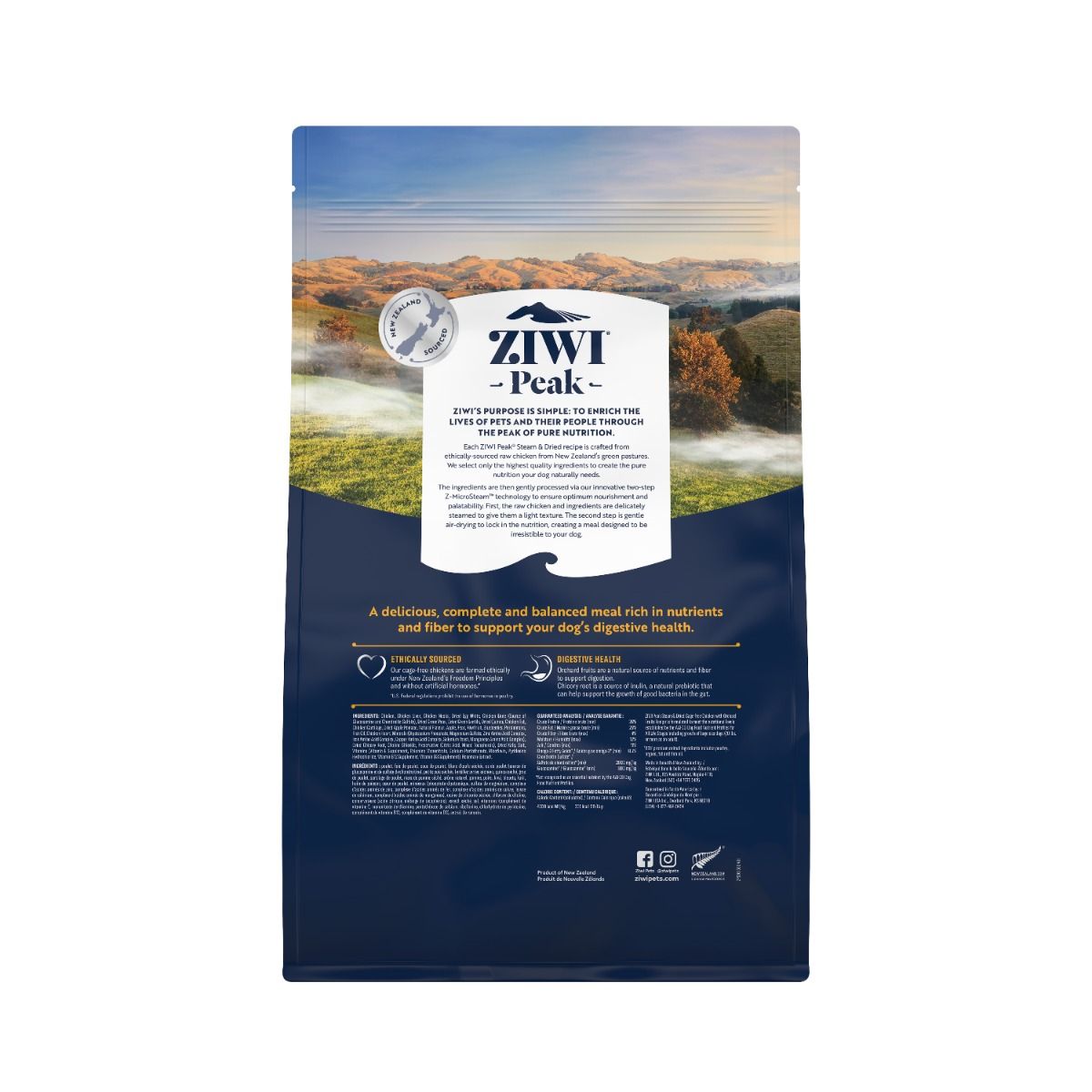 ZIWI Peak Steam & Dried Cage-Free Chicken with Orchard Fruits Recipe Dry Dog Food 1.5KG