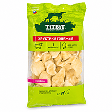 TiTBiT Beef Crunchies (Snout & Lip) Natural Dog Treat - Crispy Single-Ingredient Dental Chew for Medium Breeds, 65g