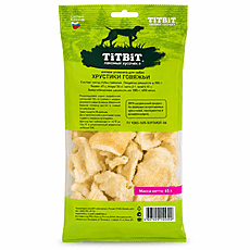TiTBiT Beef Crunchies (Snout & Lip) Natural Dog Treat - Crispy Single-Ingredient Dental Chew for Medium Breeds, 65g