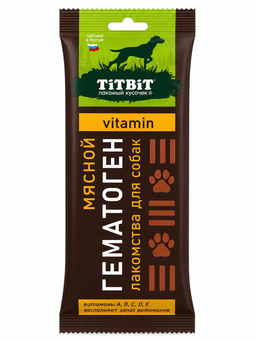 TiTBiT Meat Hematogen Vitamin Bar - Iron-Rich Functional Treat with Vitamins A, B, C, D, E for Dogs, 35g