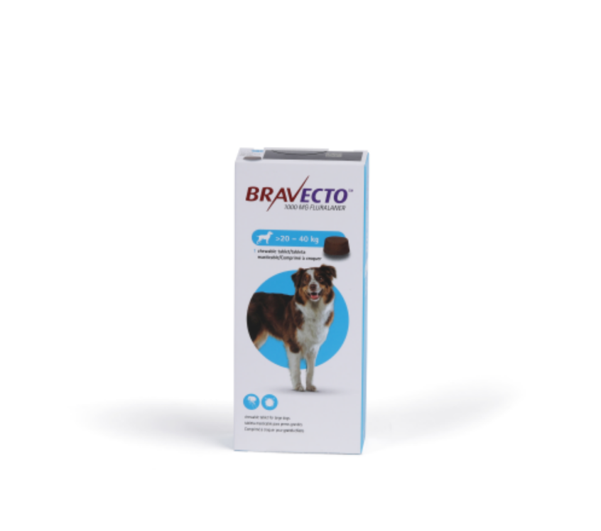 Bravecto Chewable for for Large Dogs 20 - 40 kg Tablet 1000mg