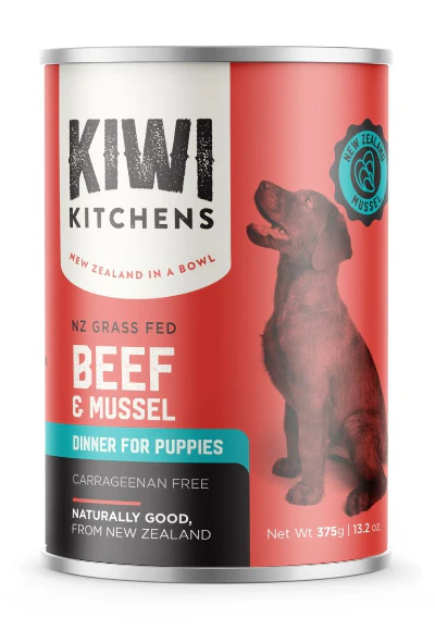 Kiwi Kitchens Beef & Mussel Dinner Wet Puppy Food - 375G