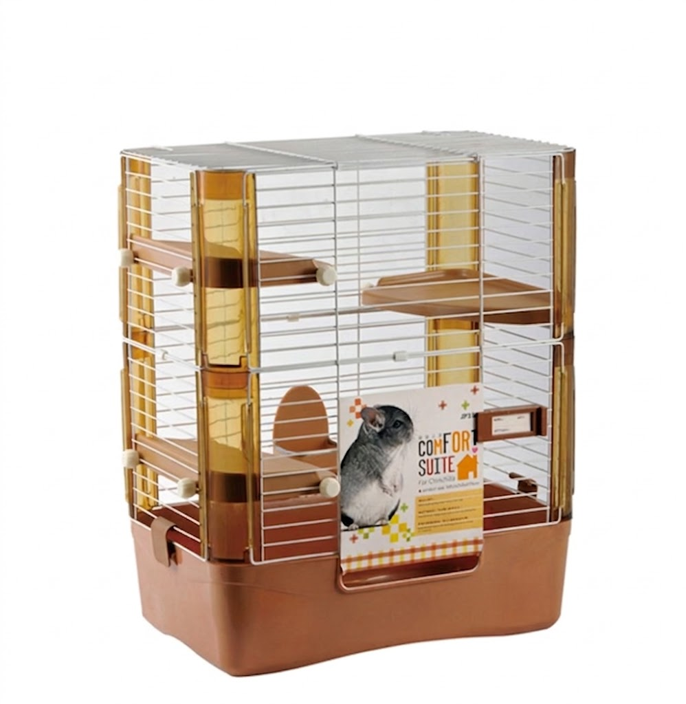 Jolly JP186 Comfort Suite for Chinchilla — Premium Multi-Level Cage with Acrylic Side Panels | 63cm Compact Chinchilla Habitat with Wooden Platforms & Innovative Lock