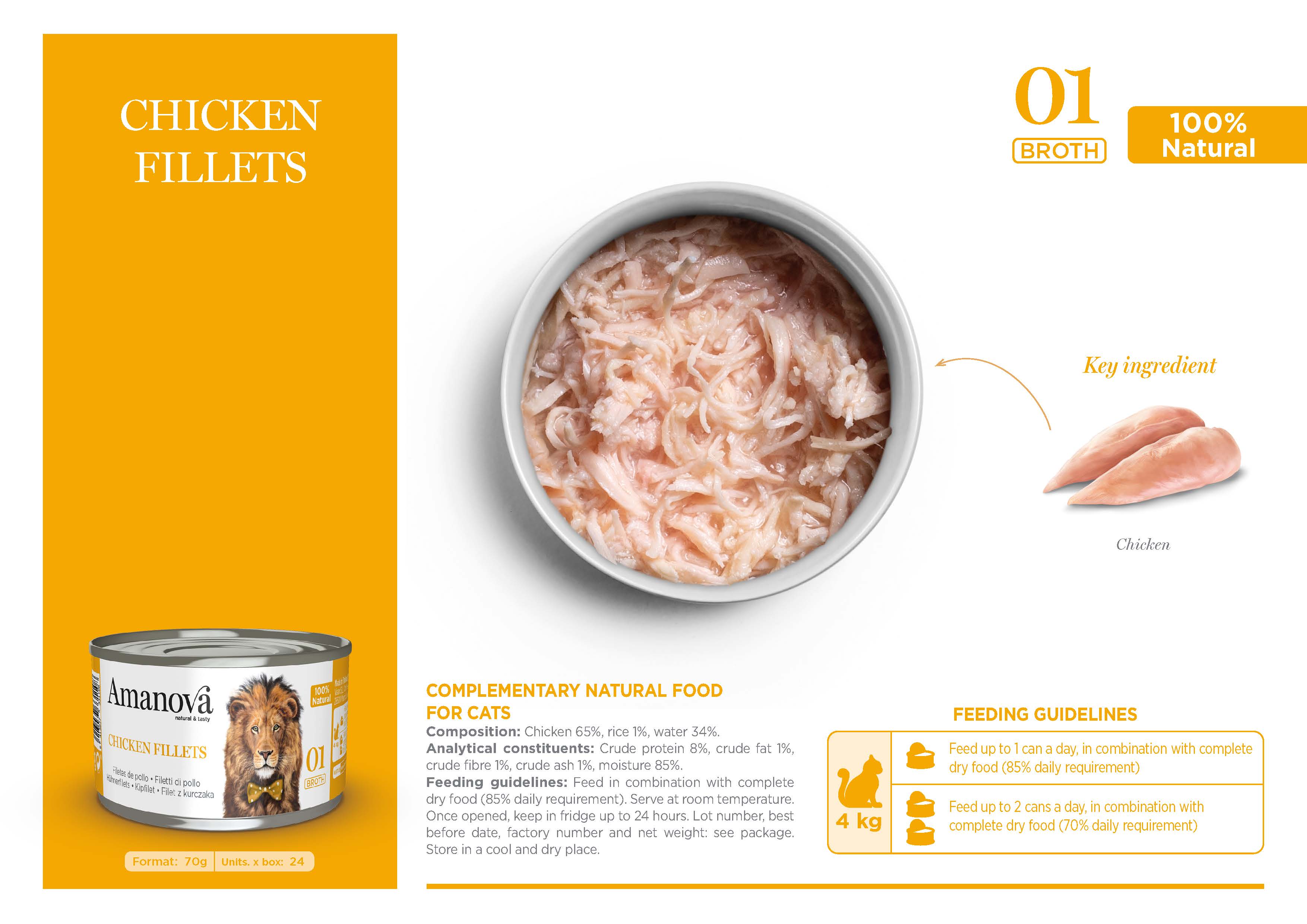 Amanova Canned Cat Chicken Fillets Broth - 70g