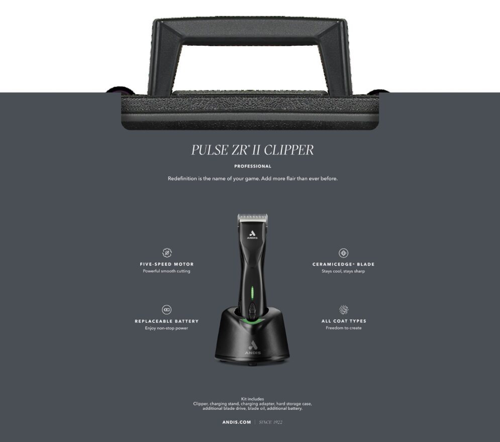 ANDIS DBLC -2 Pulse ZR II 5-Speed, Detachable Blade Clipper, Cordless, Lithium Ion Battery - Black (Includes extra battery)